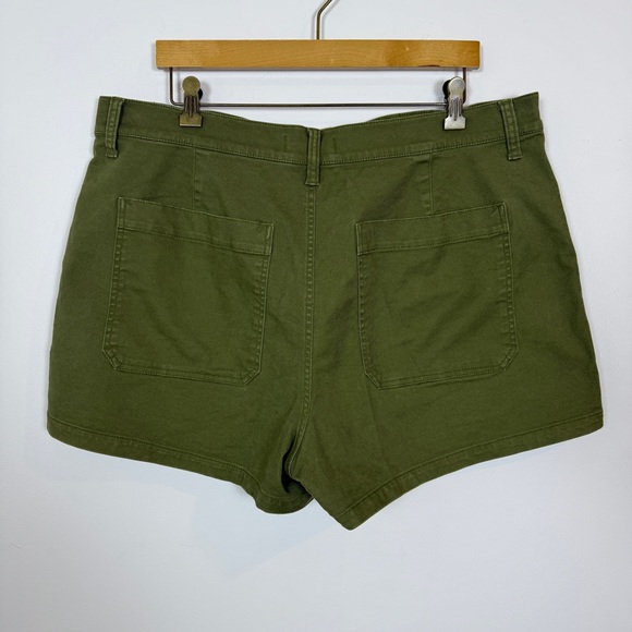 Madewell Patch Pocket Chino Utility Shorts Olive Green High Rise Size 33 NWT - Picture 5 of 8